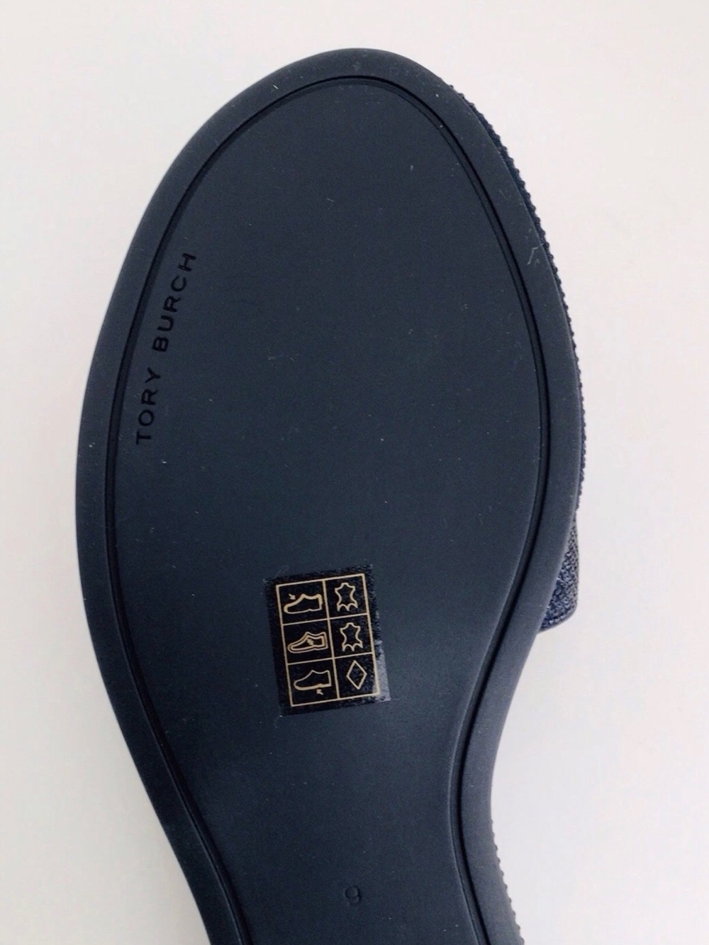 Tory Burch Everly Slide Leather Rhinestones Sandals-Navy New In Box - Picture 7 of 10